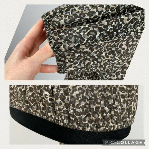 Ann Taylor LOFT S Animal Print Top Elastic Sleeves And Hem Keyhole Back - Picture 8 of 12